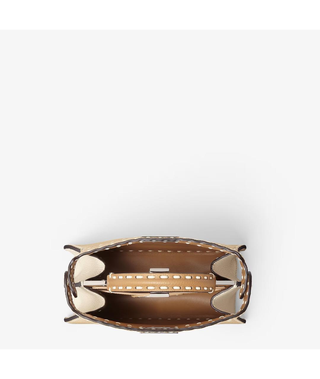 FENDI Бежевая кожаная сумка через плечо, фото 3