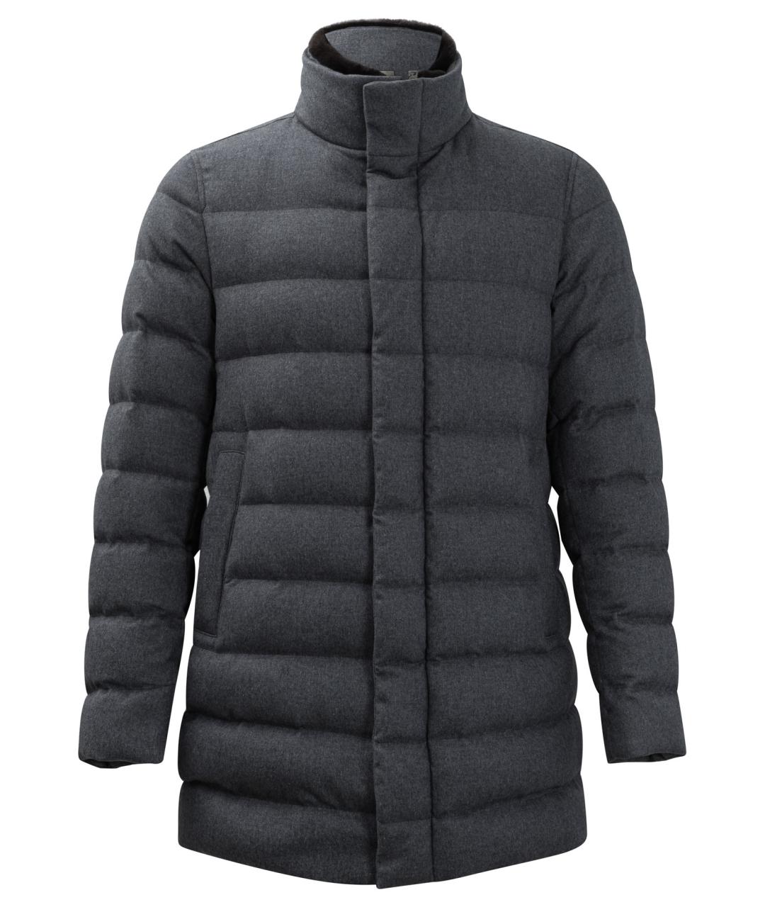 HERNO Серое шелковое пальто, фото 1