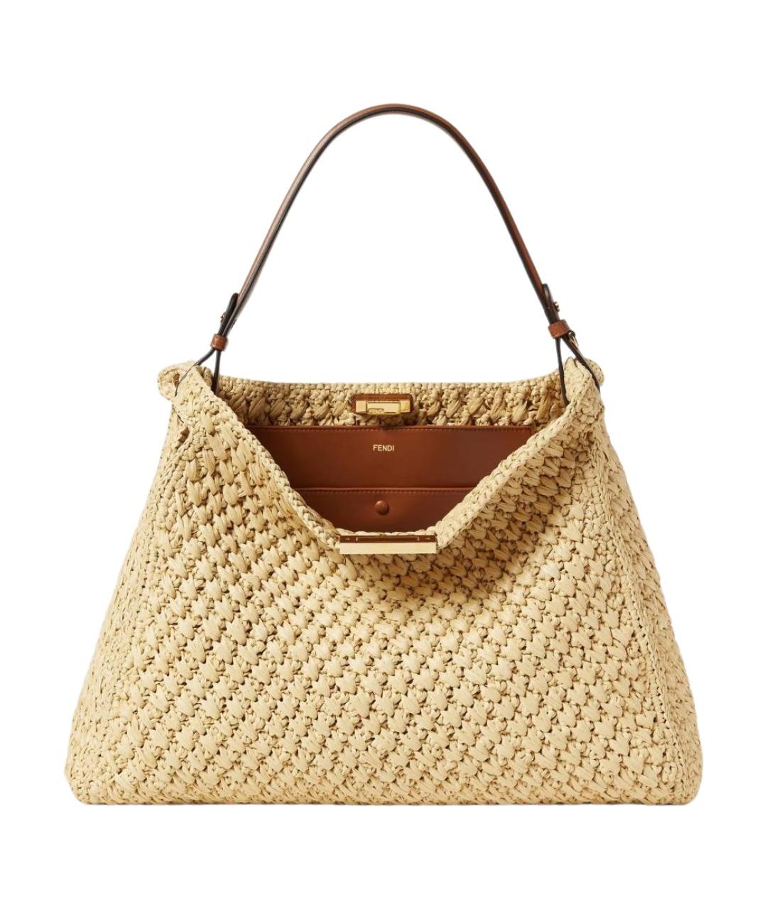 FENDI Бежевая синтетическая сумка тоут, фото 1