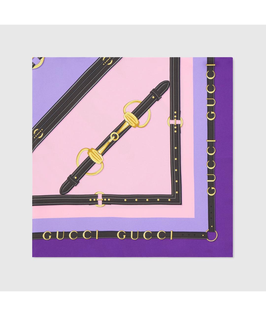 GUCCI Фиолетовый шелковый платок, фото 2