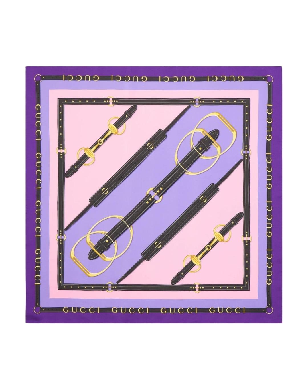 GUCCI Фиолетовый шелковый платок, фото 1