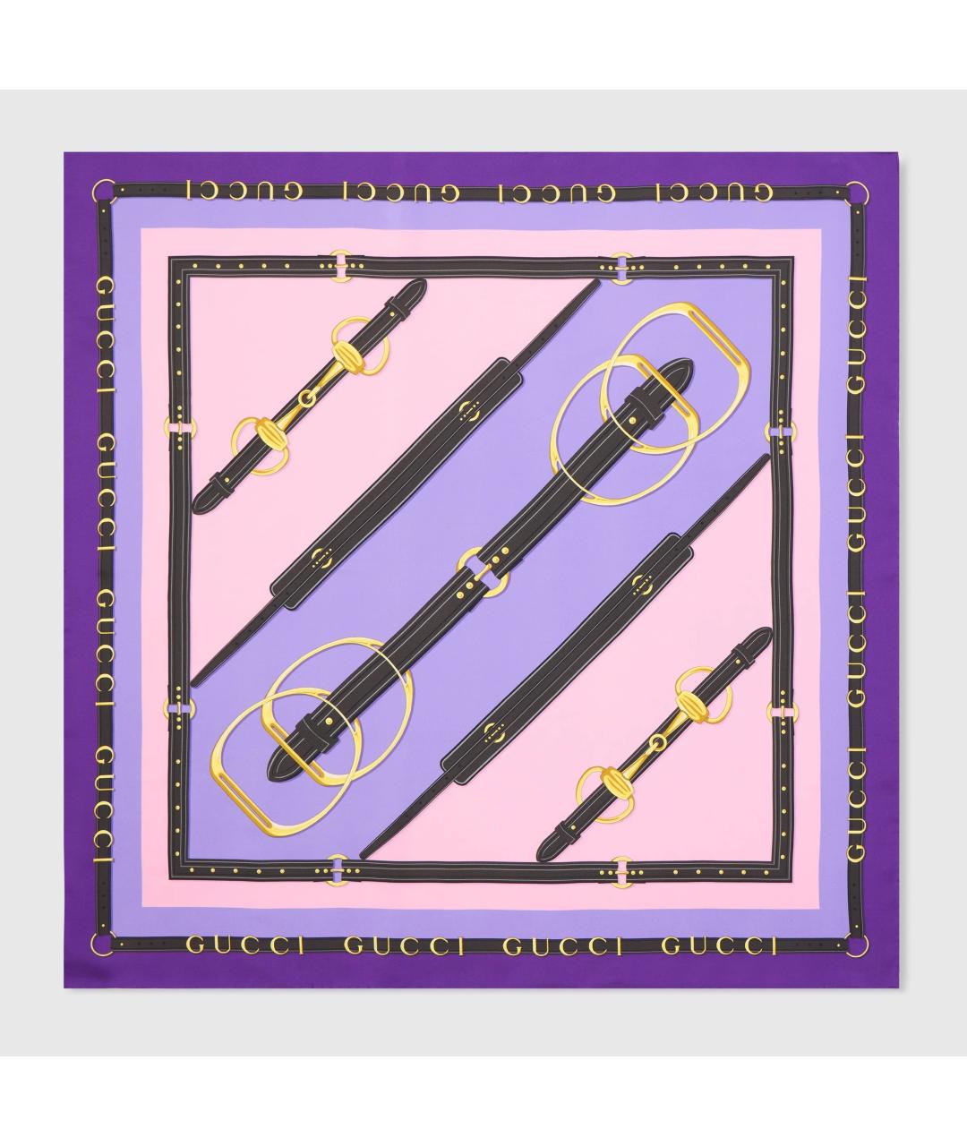 GUCCI Фиолетовый шелковый платок, фото 3