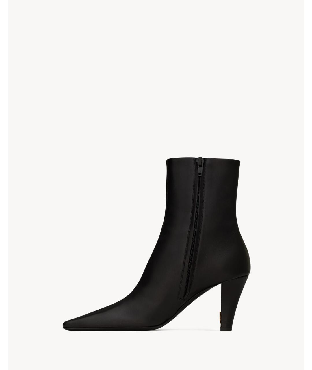 SAINT LAURENT Черные кожаные ботильоны, фото 3