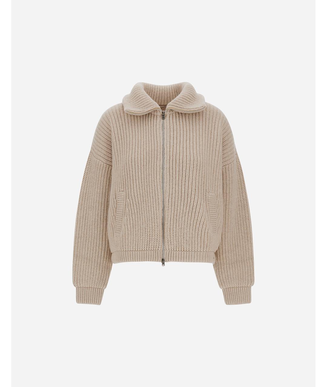 HERNO Бежевый шерстяной джемпер / свитер, фото 4