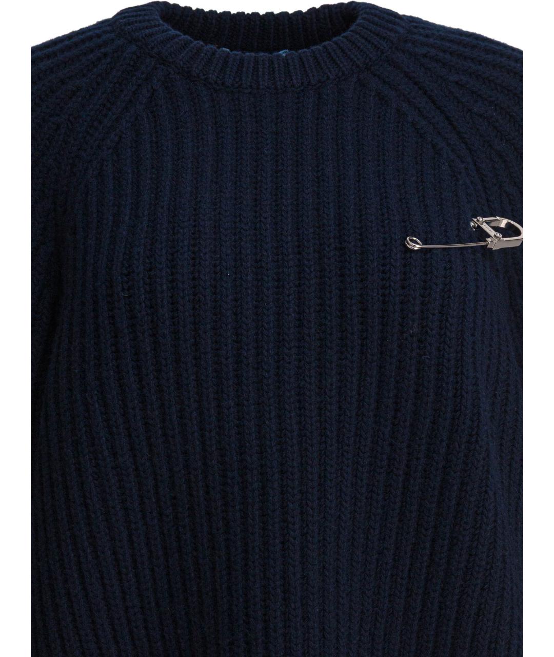 PRADA Темно-синий шерстяной джемпер / свитер, фото 3