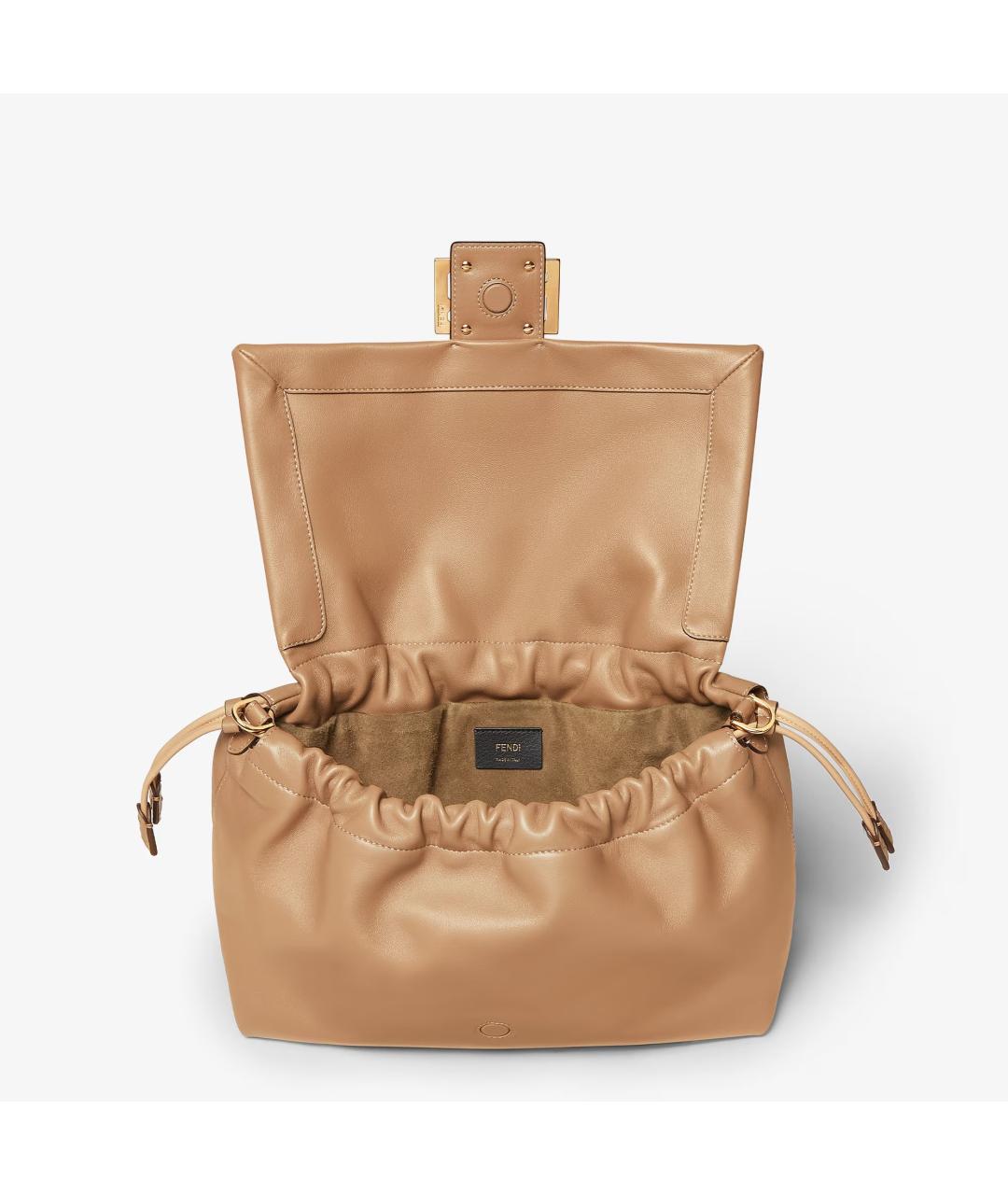FENDI Бежевая кожаная сумка через плечо, фото 4