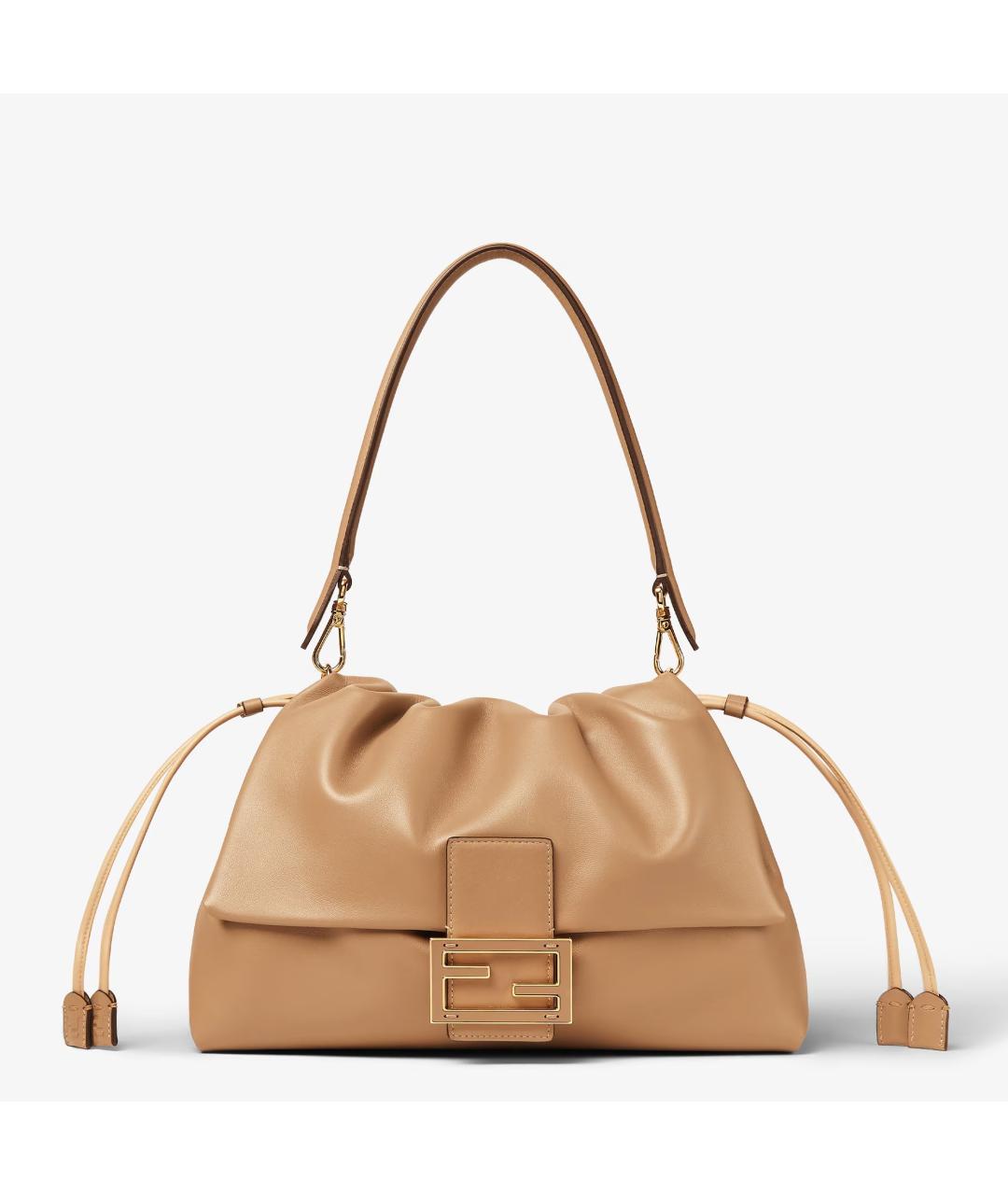 FENDI Бежевая кожаная сумка через плечо, фото 6