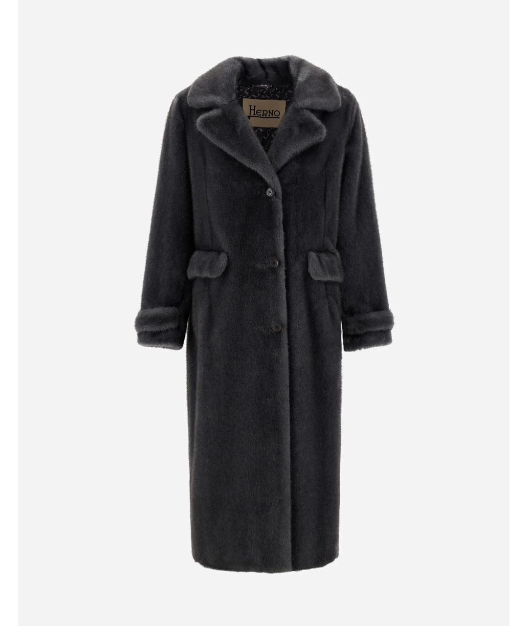 HERNO Серое полиэстеровое пальто, фото 1