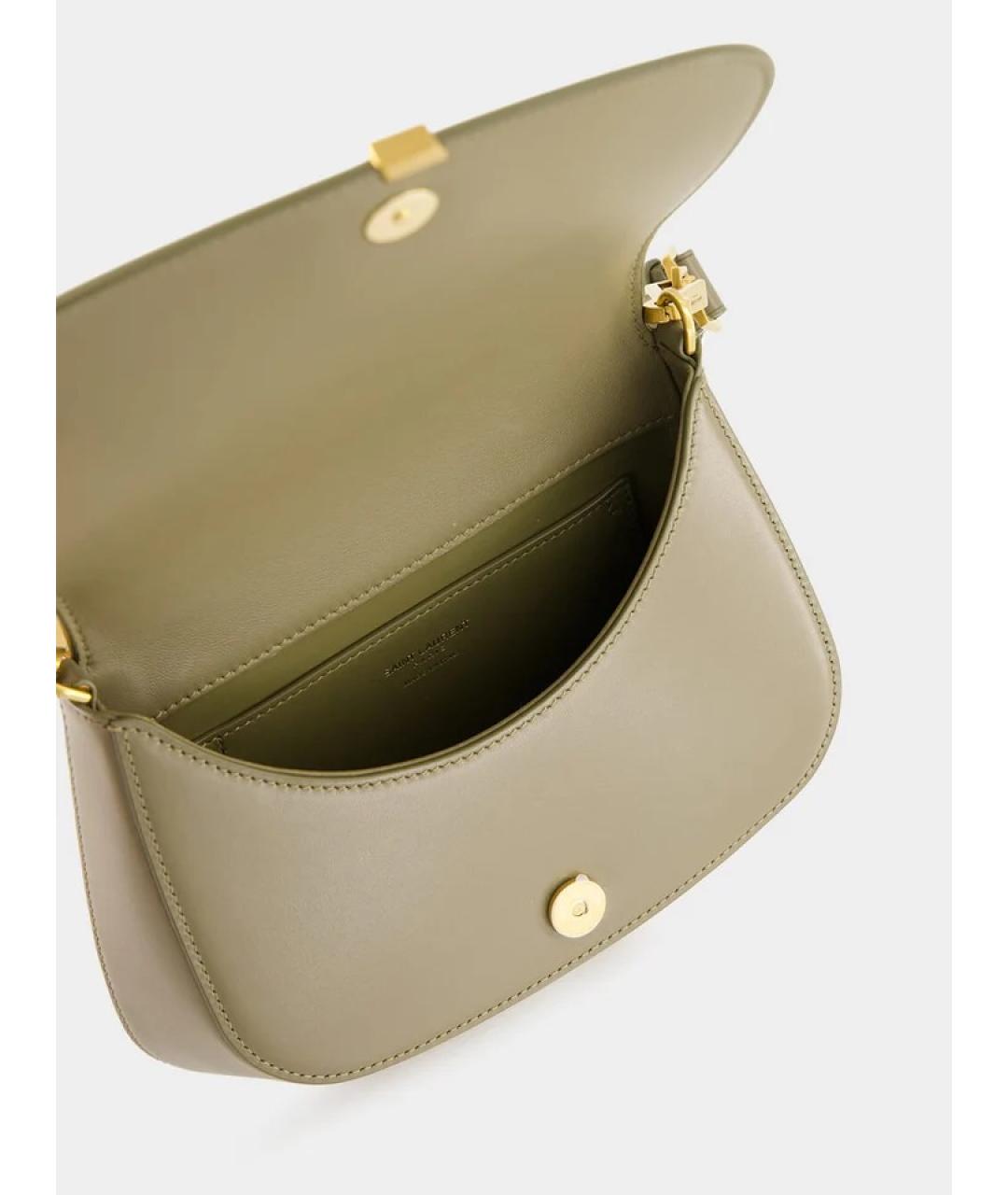 SAINT LAURENT Зеленая кожаная сумка через плечо, фото 4
