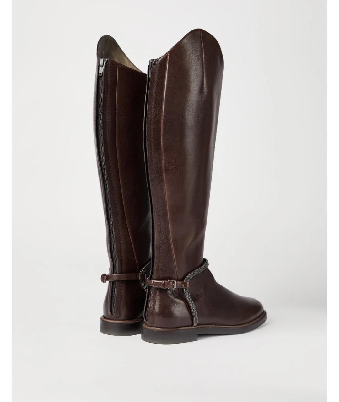 BRUNELLO CUCINELLI Коричневые кожаные сапоги, фото 3