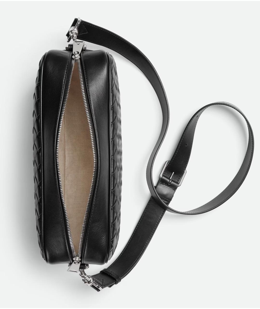 BOTTEGA VENETA Черная кожаная сумка на плечо, фото 2