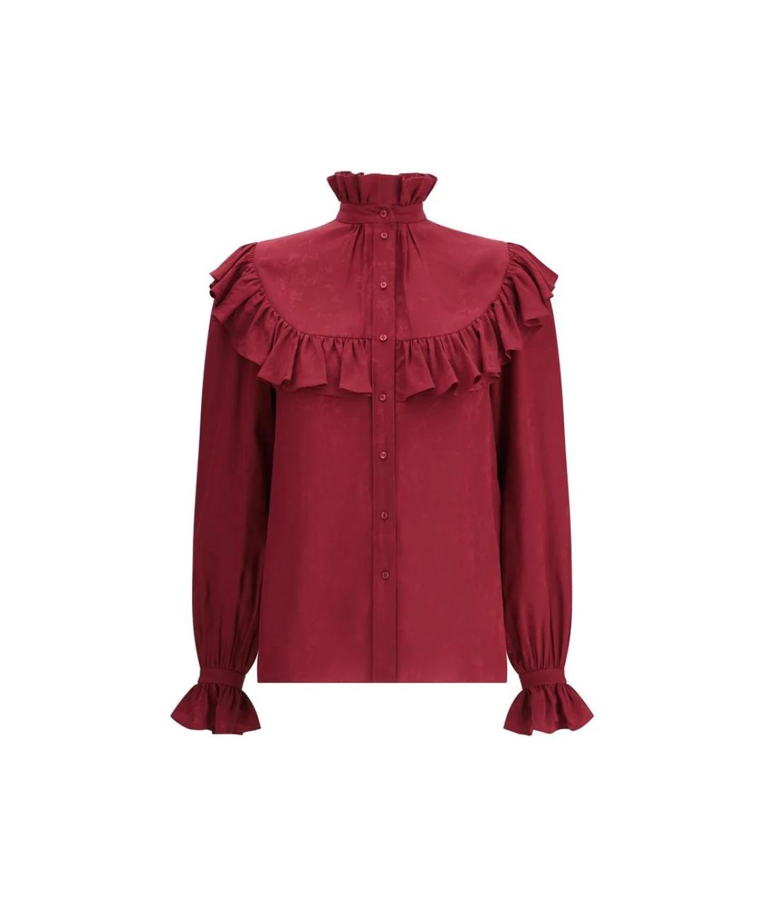 SAINT LAURENT Красная шелковая рубашка, фото 1