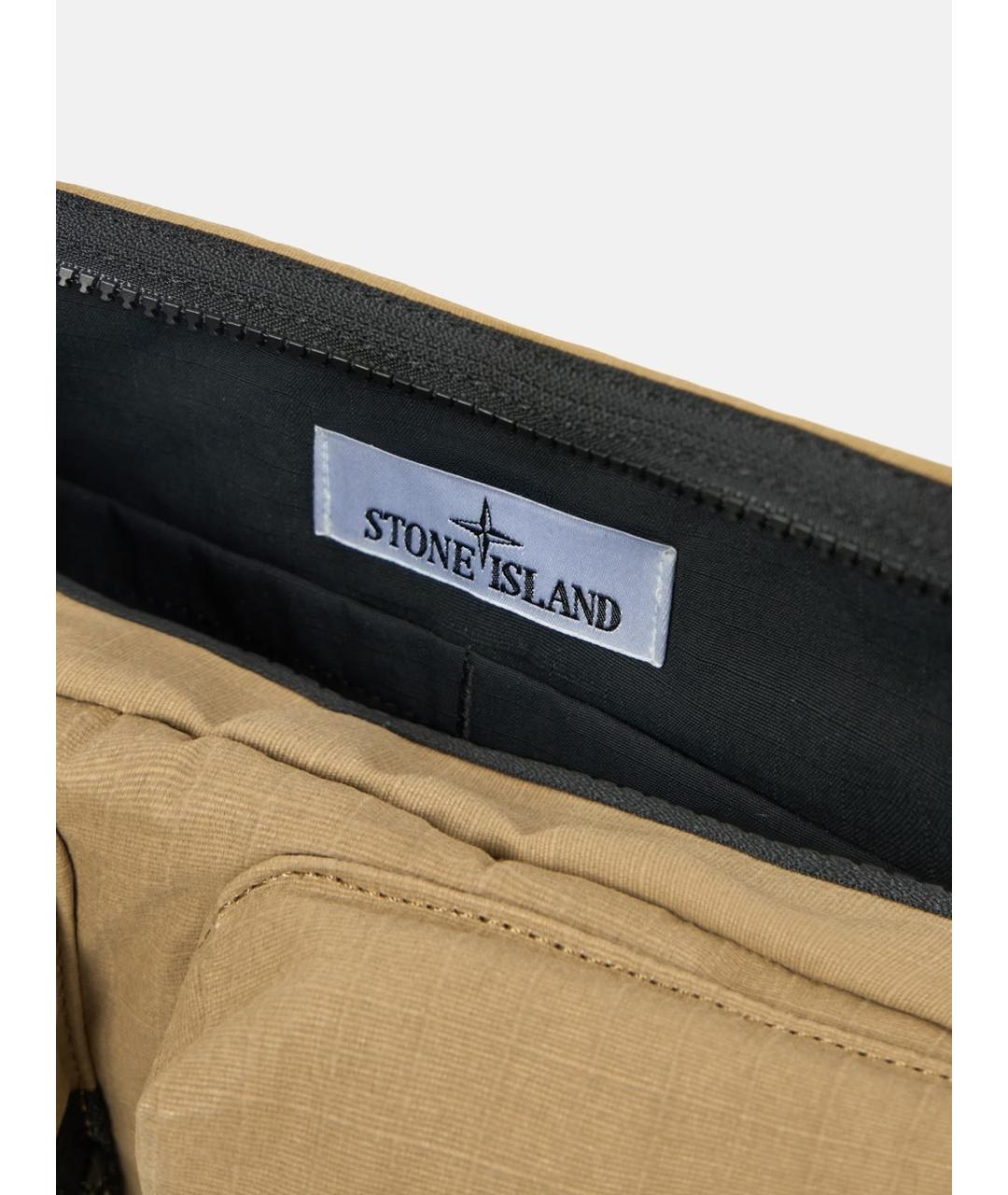 STONE ISLAND Бежевая сумка на плечо из искусственной кожи, фото 4