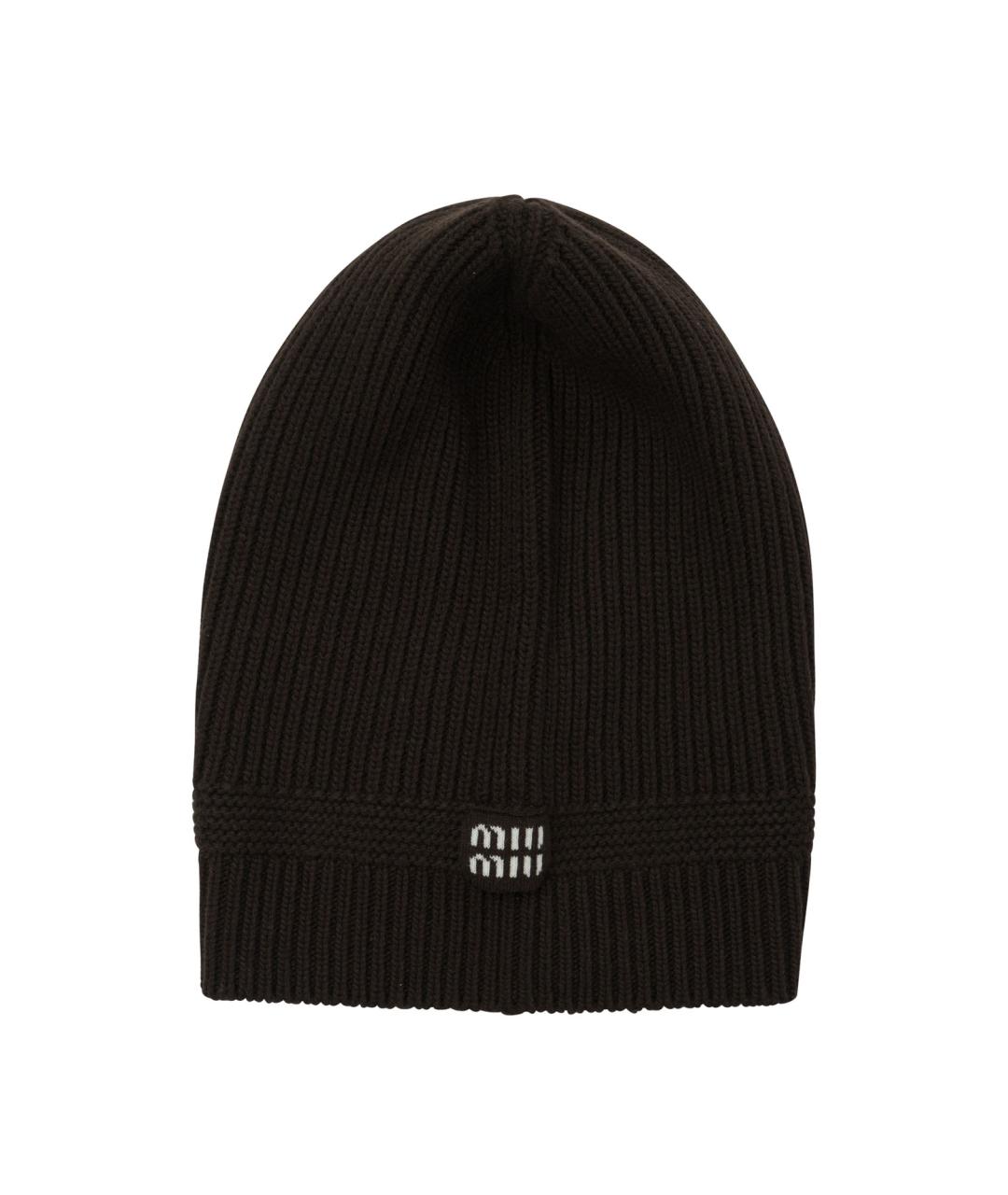 MIU MIU Коричневый шерстяной капюшон, фото 4