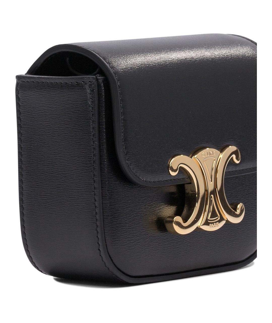CELINE Черная кожаная сумка через плечо, фото 4