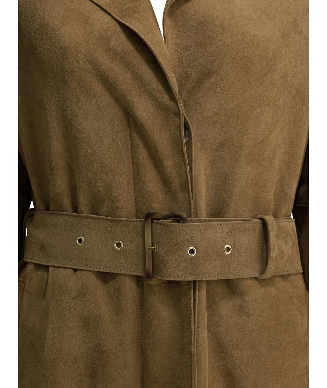 GOLDEN GOOSE DELUXE BRAND Коричневый замшевый тренч/плащ, фото 3