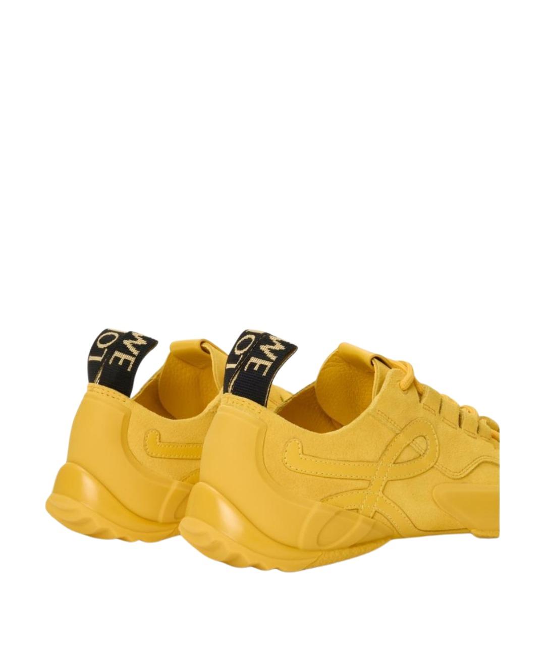 LOEWE Желтые кожаные кроссовки, фото 4