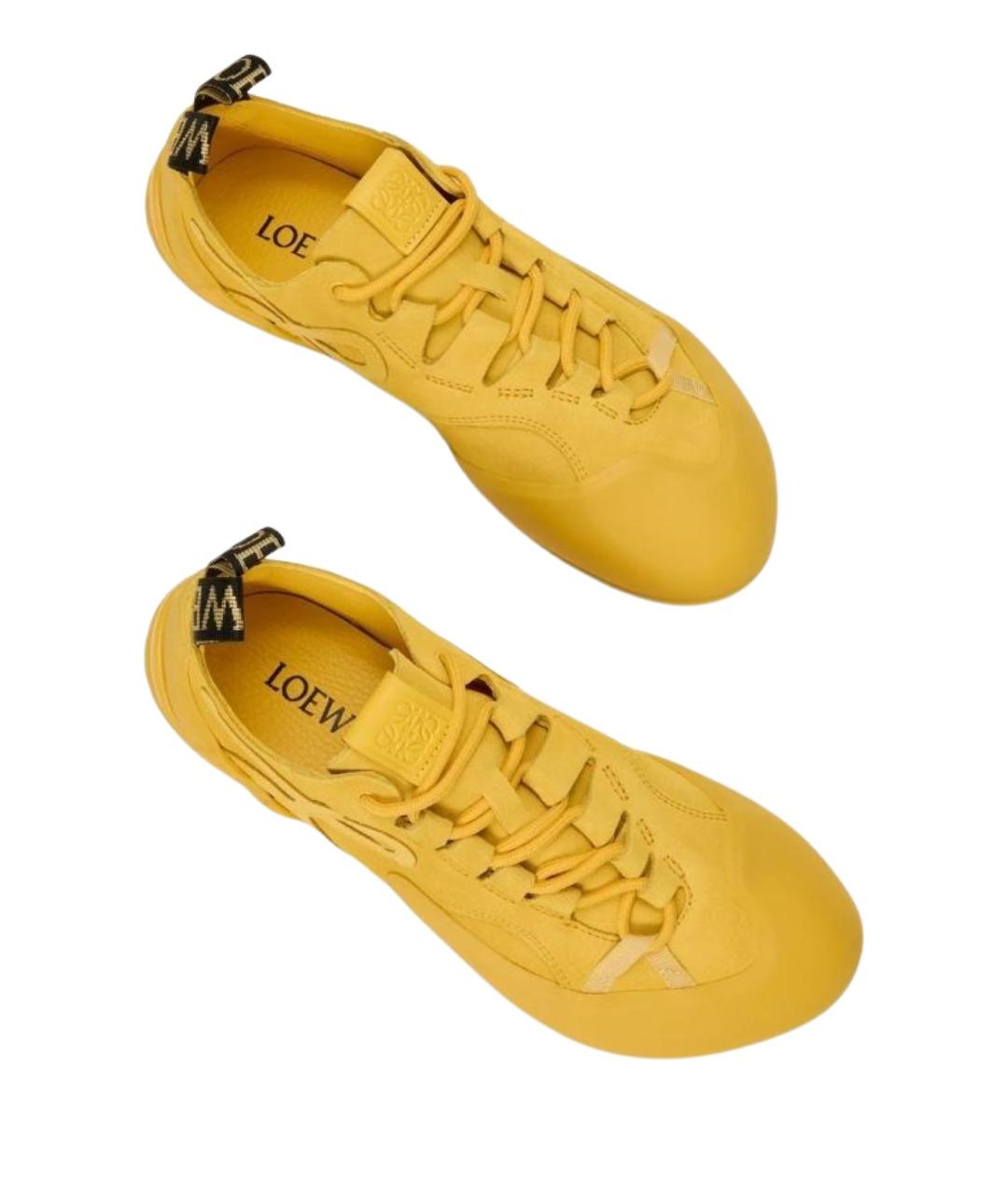 LOEWE Желтые кожаные кроссовки, фото 3