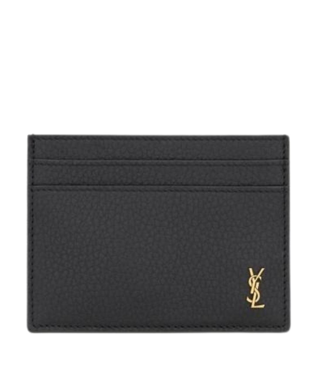 SAINT LAURENT Черный кожаный кардхолдер, фото 1