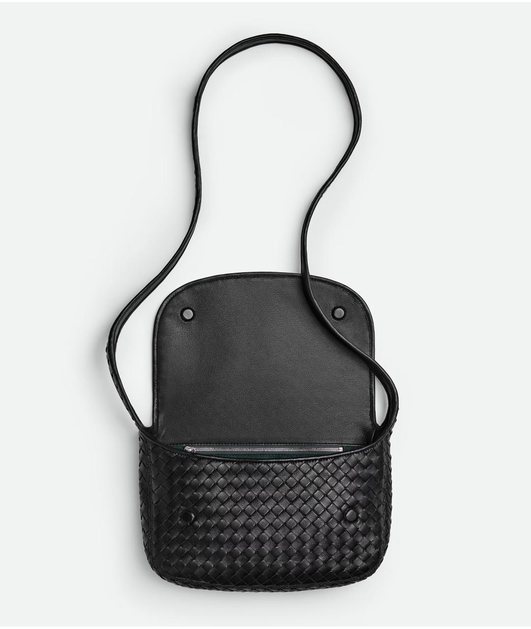 BOTTEGA VENETA Черная кожаная сумка на плечо, фото 2