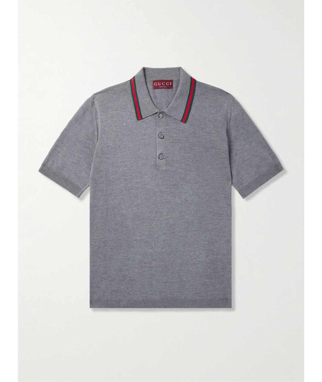 GUCCI Серое поло с коротким рукавом, фото 3