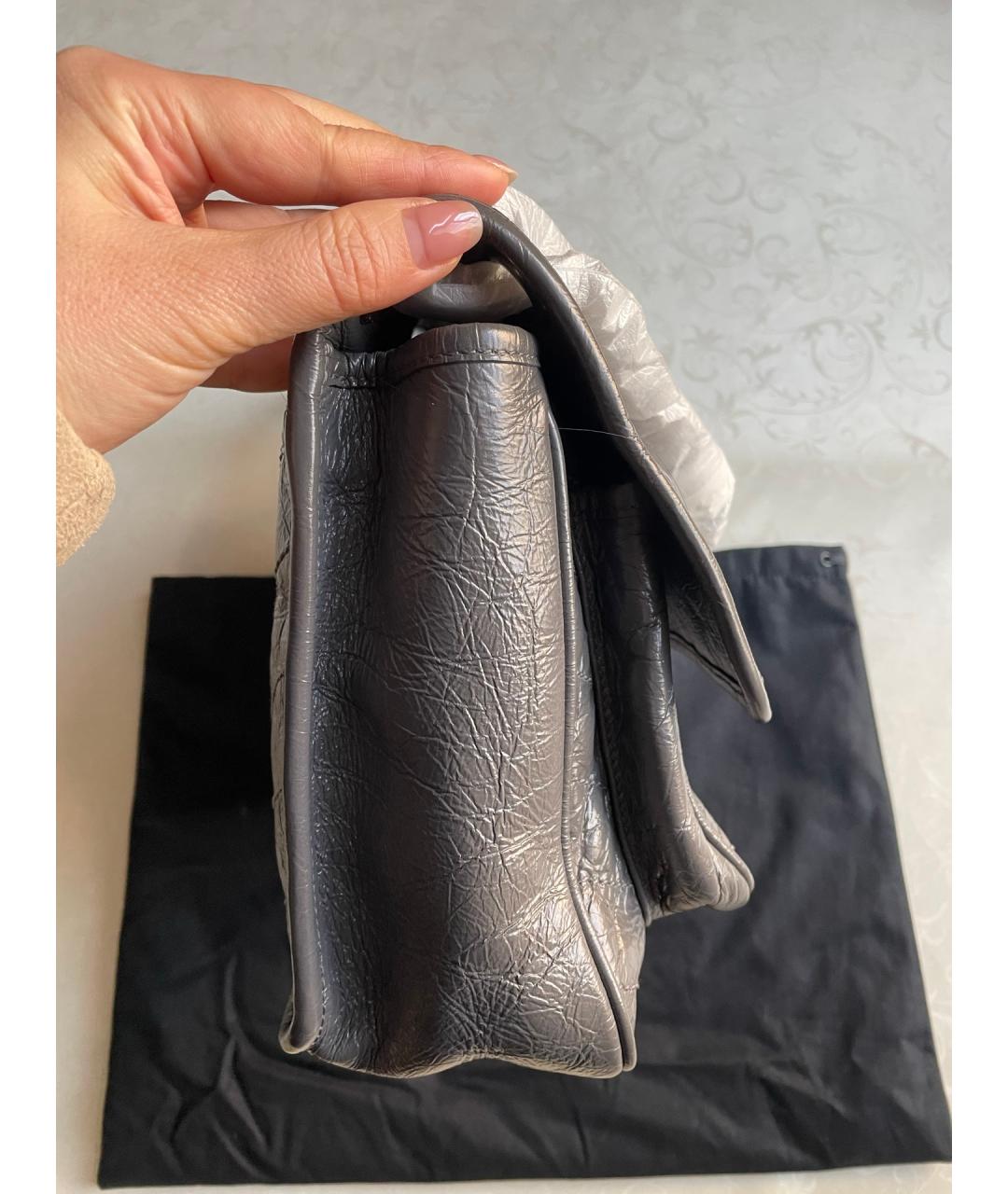 SAINT LAURENT Серая кожаная сумка через плечо, фото 5