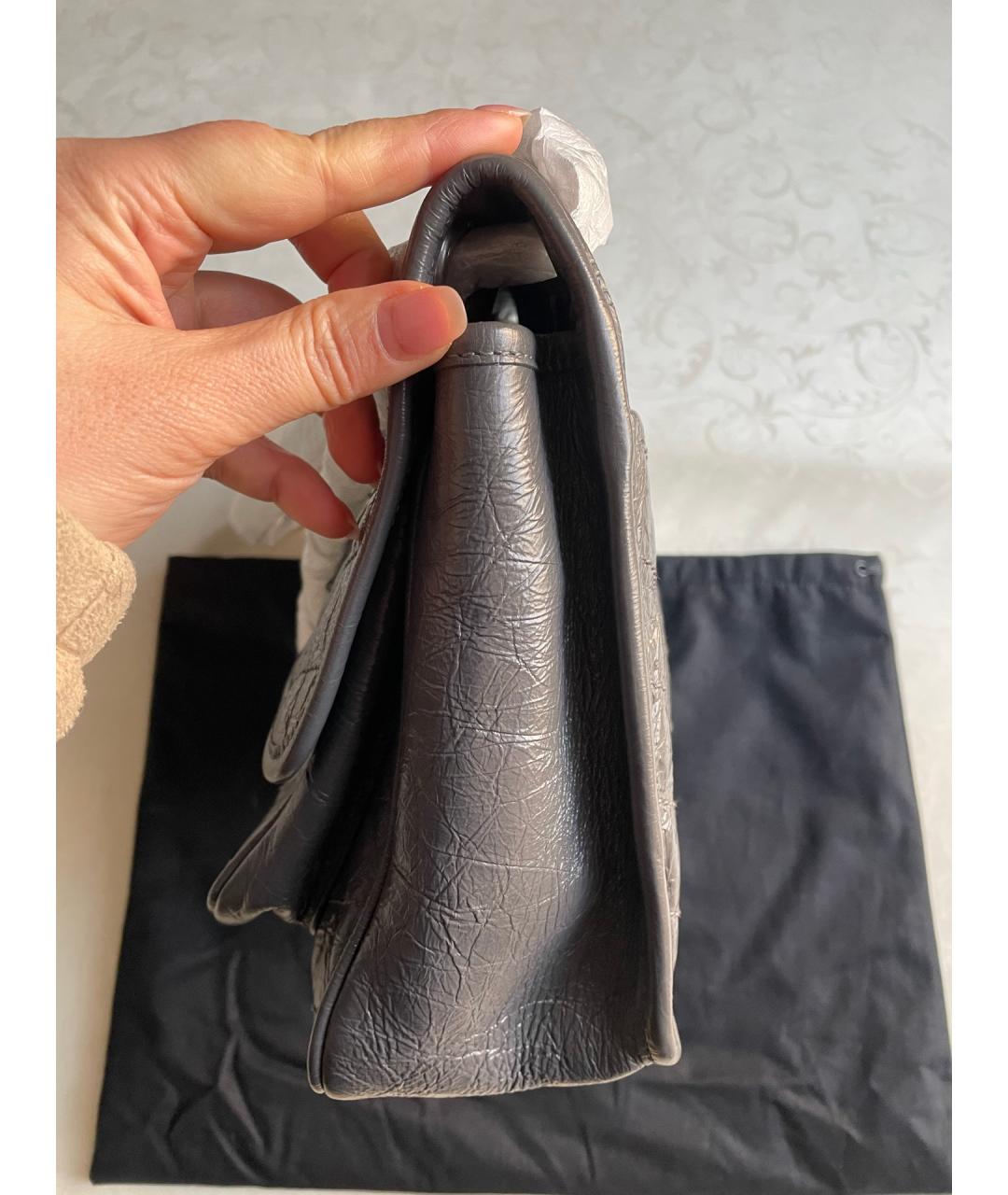 SAINT LAURENT Серая кожаная сумка через плечо, фото 4