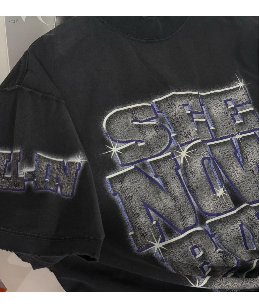 BALENCIAGA Антрацитовая хлопковая футболка, фото 6