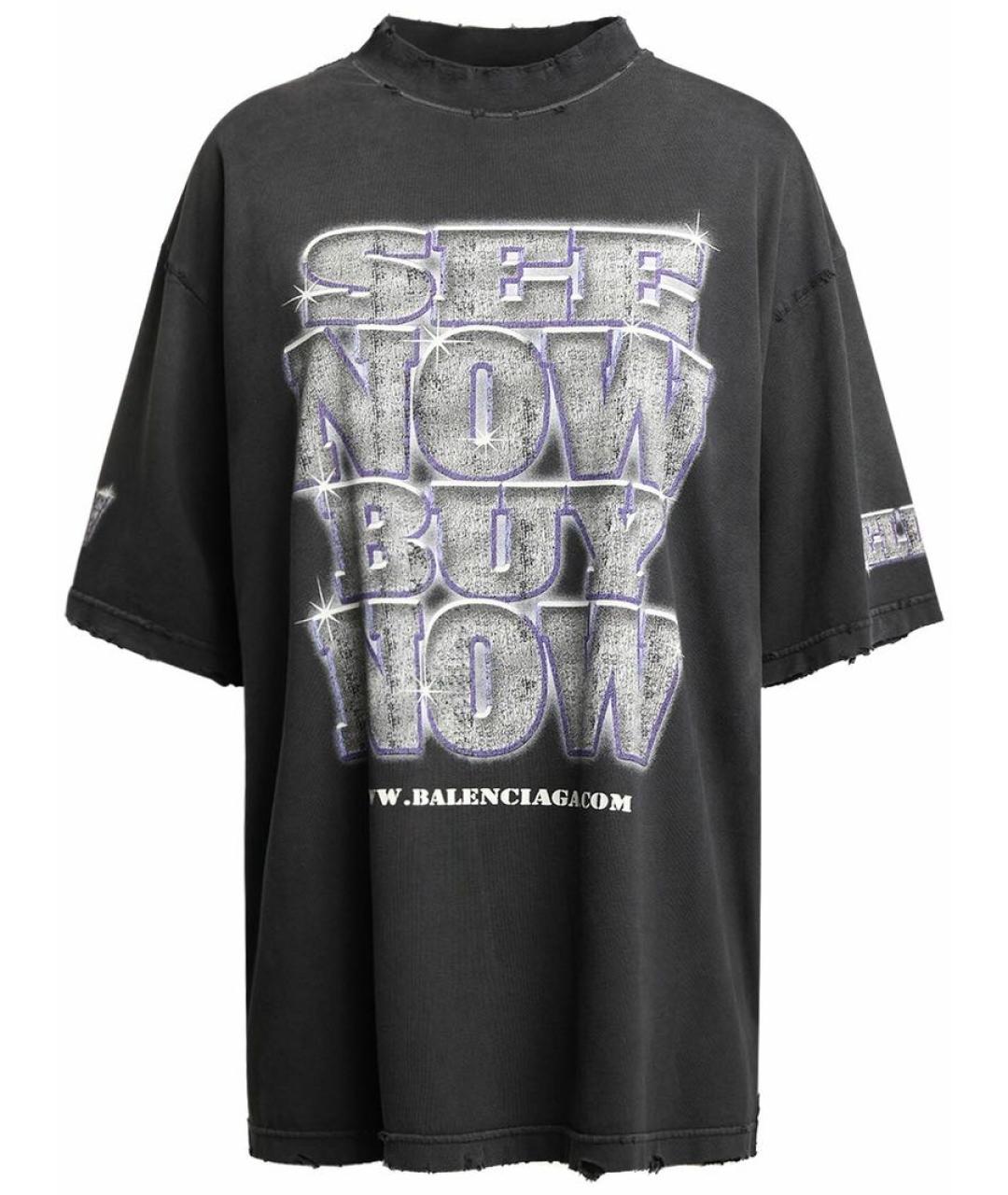 BALENCIAGA Антрацитовая хлопковая футболка, фото 1