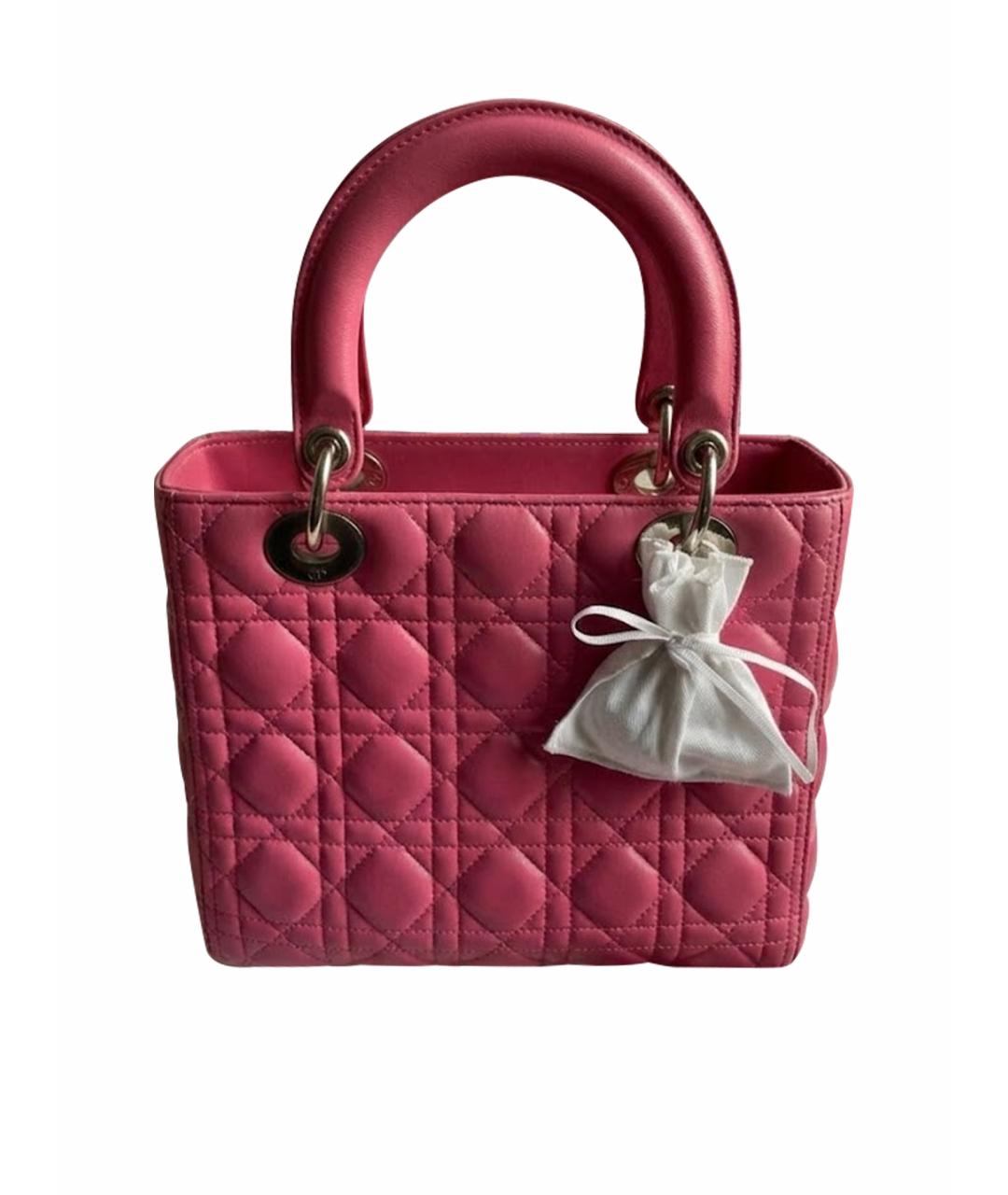 CHRISTIAN DIOR Розовая кожаная сумка с короткими ручками, фото 1