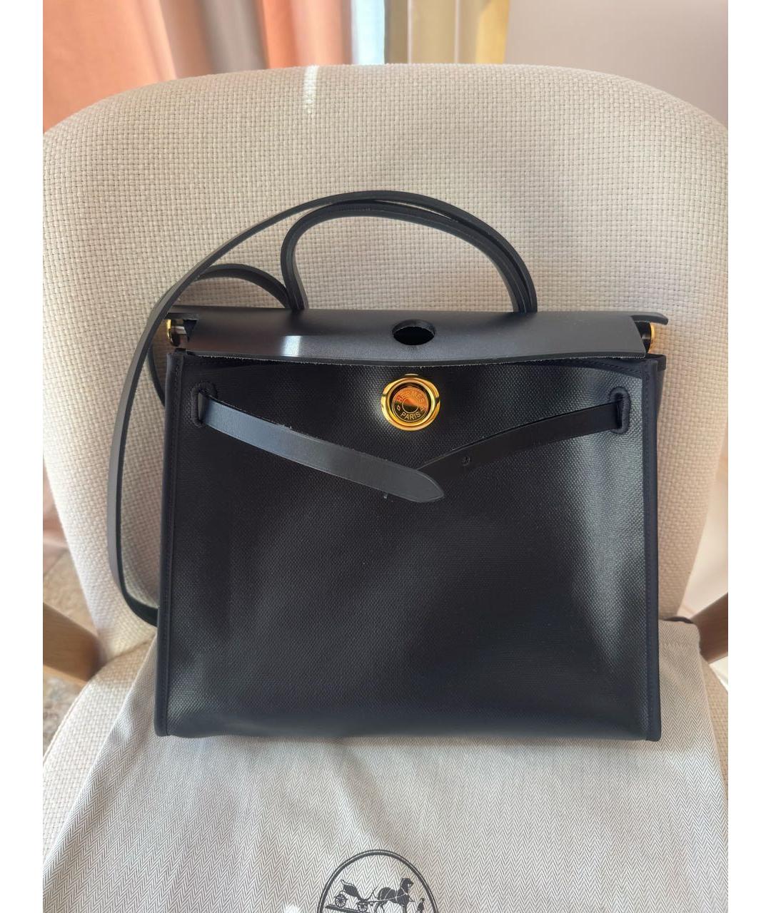 HERMES Черная тканевая сумка через плечо, фото 6