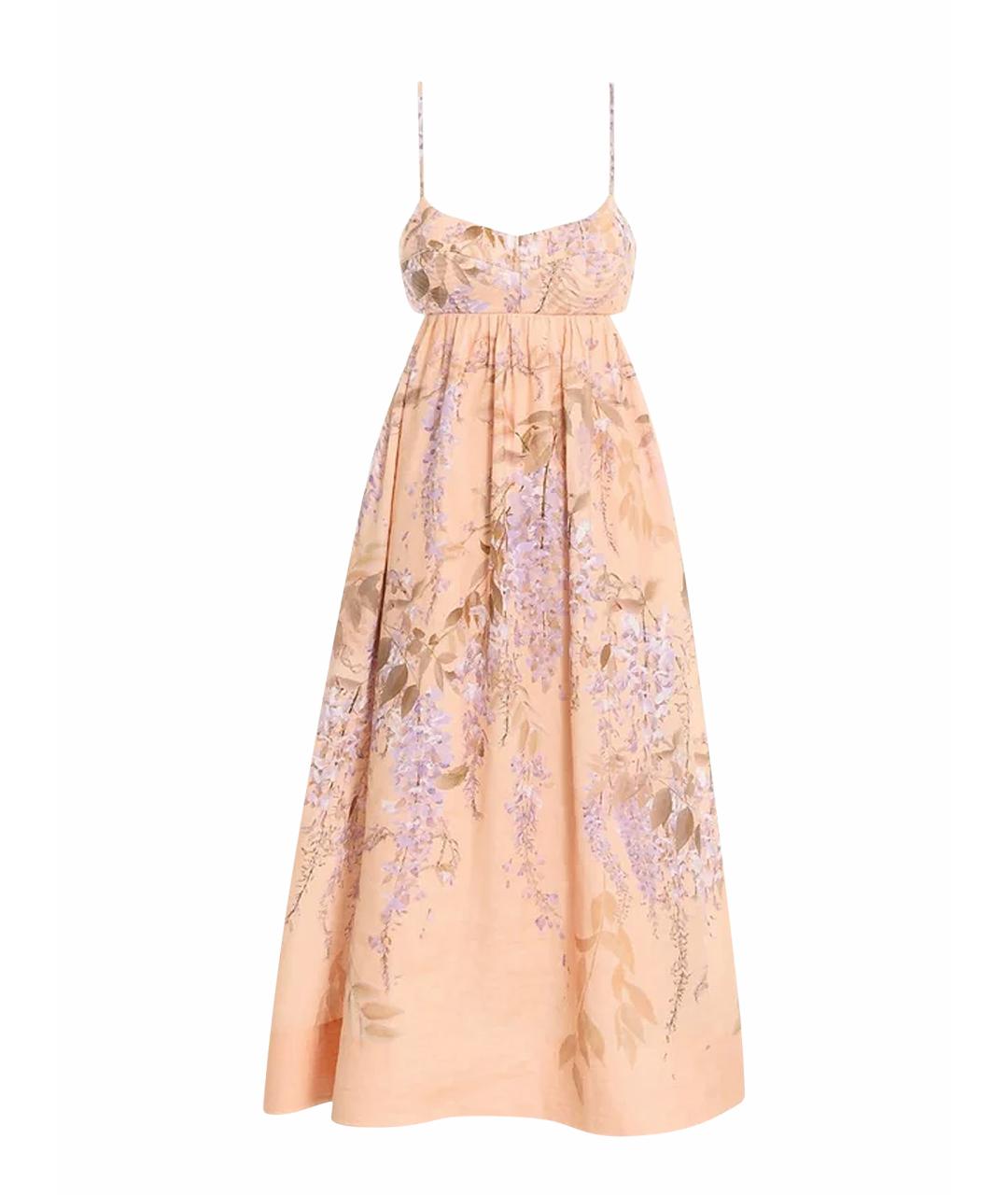 ZIMMERMANN Оранжевый льняной сарафан, фото 1