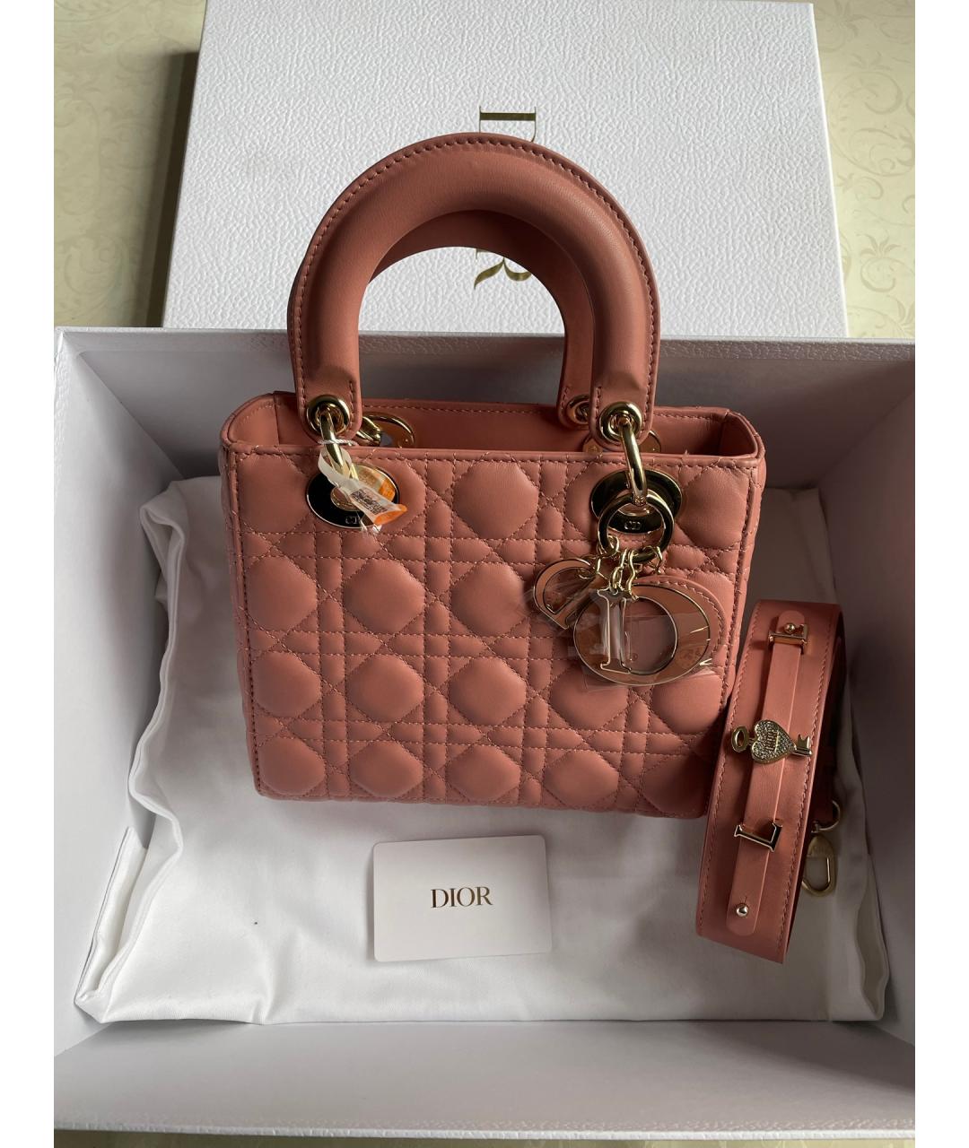 CHRISTIAN DIOR Розовая кожаная сумка с короткими ручками, фото 7