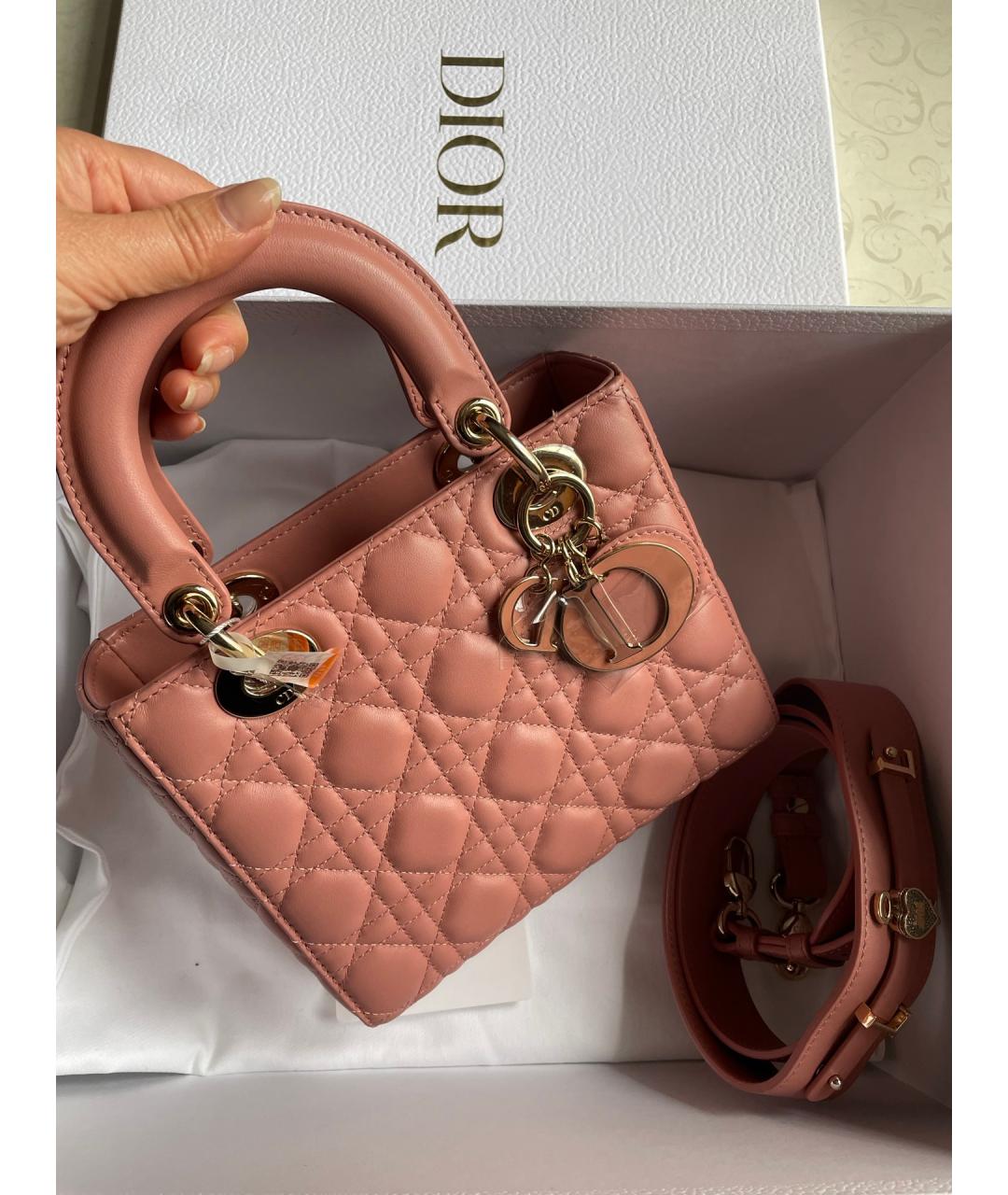 CHRISTIAN DIOR Розовая кожаная сумка с короткими ручками, фото 2