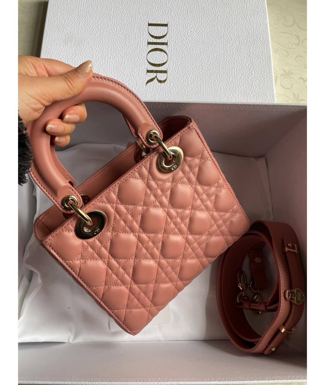 CHRISTIAN DIOR Розовая кожаная сумка с короткими ручками, фото 3