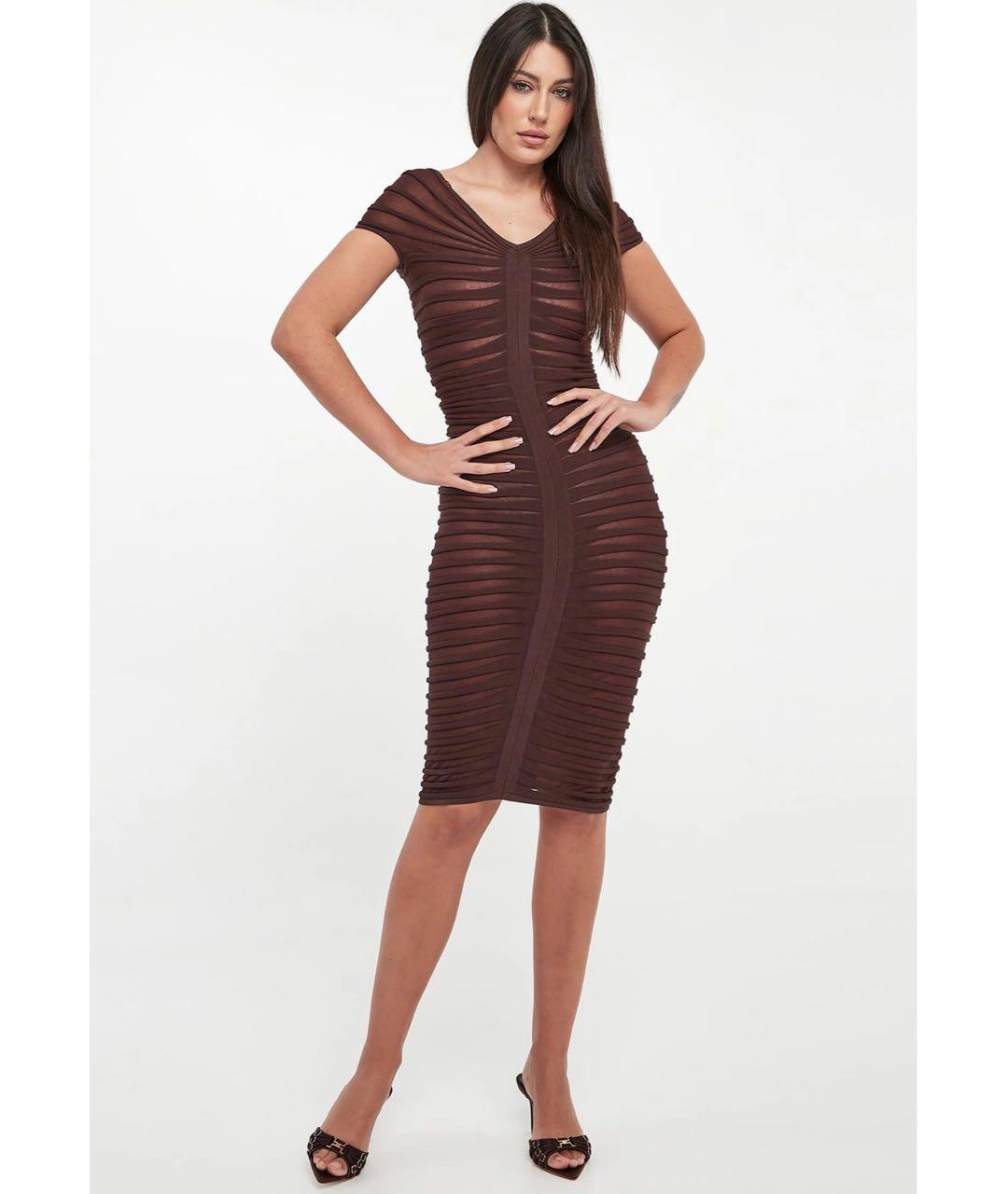 ELISABETTA FRANCHI Коричневое коктейльное платье, фото 6