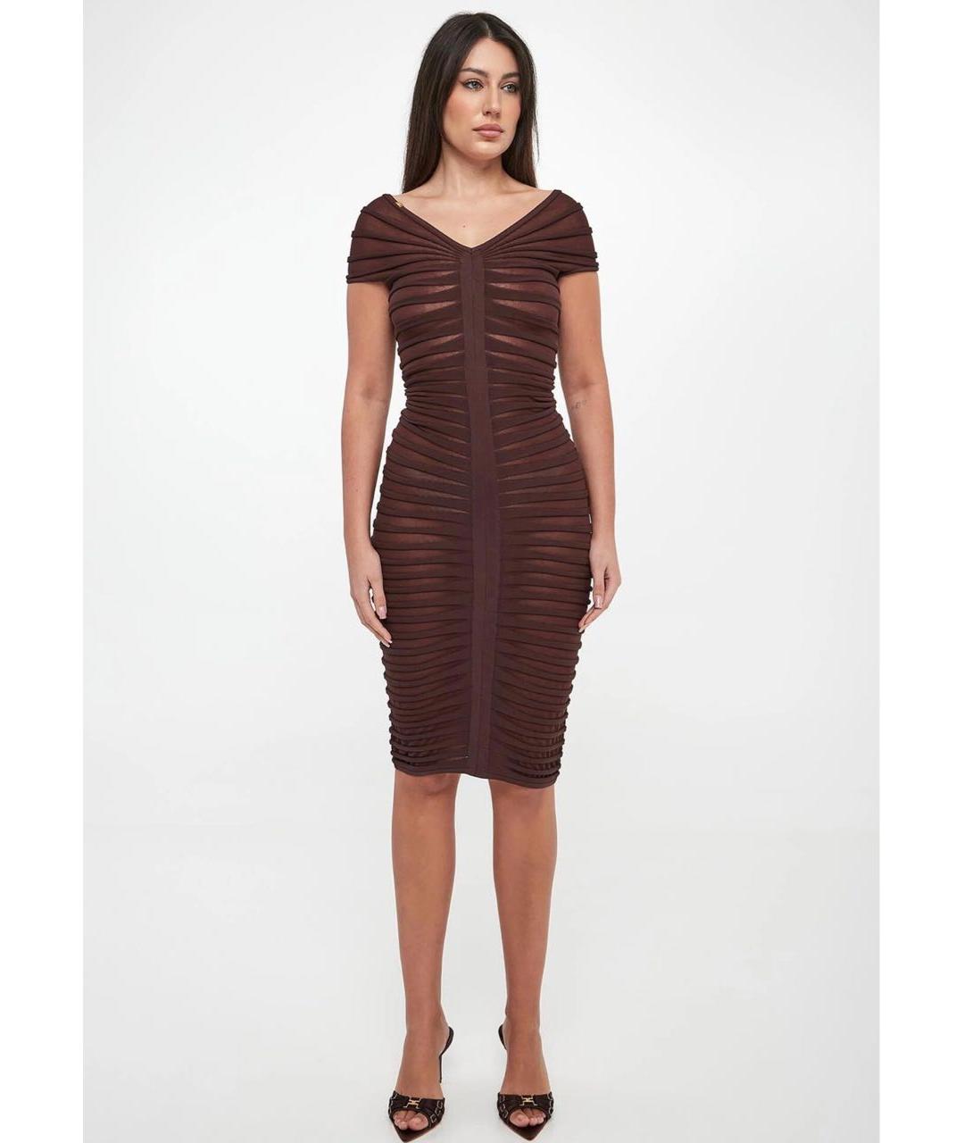 ELISABETTA FRANCHI Коричневое коктейльное платье, фото 2