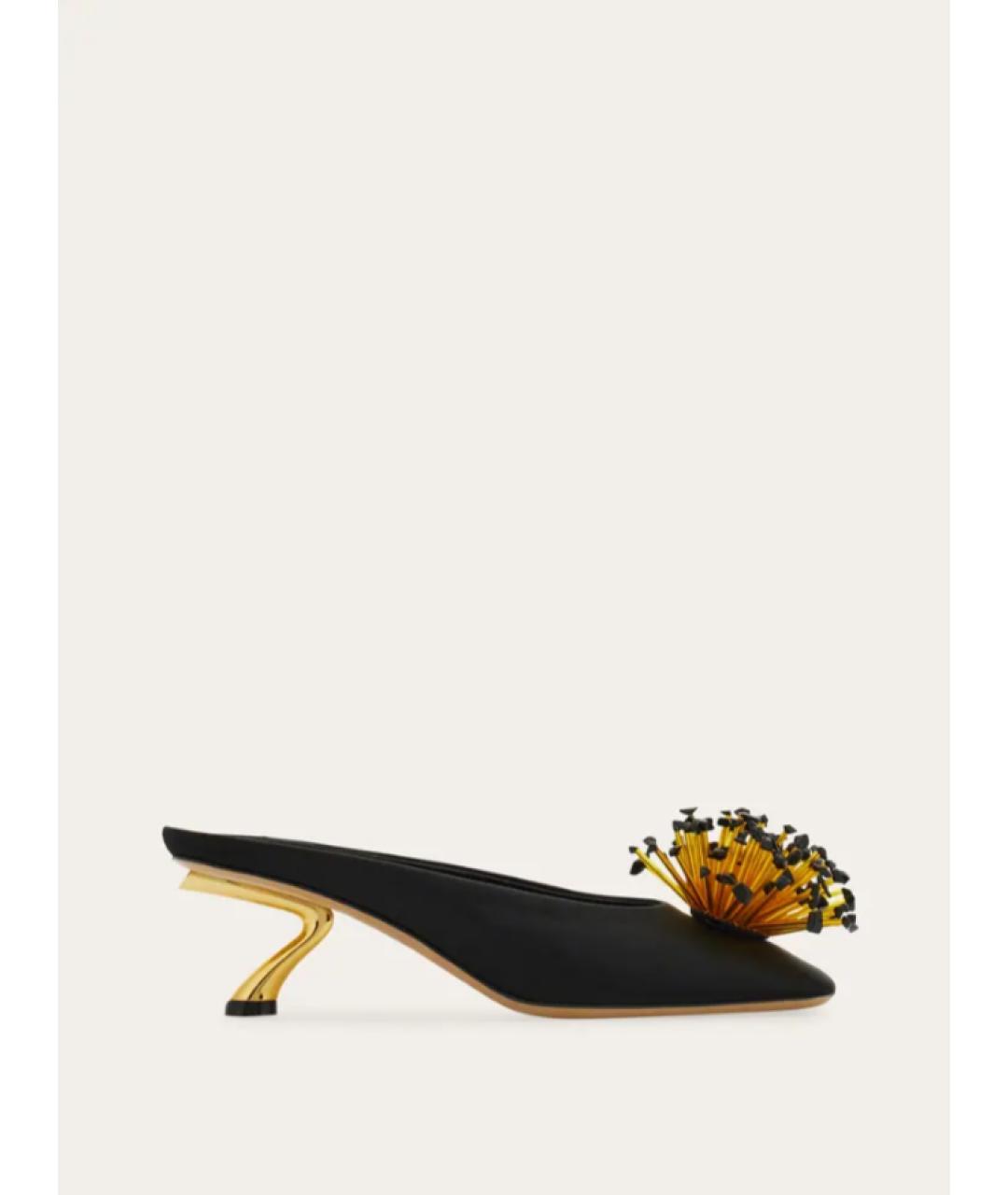 FERRAGAMO Черные текстильные мюли, фото 7