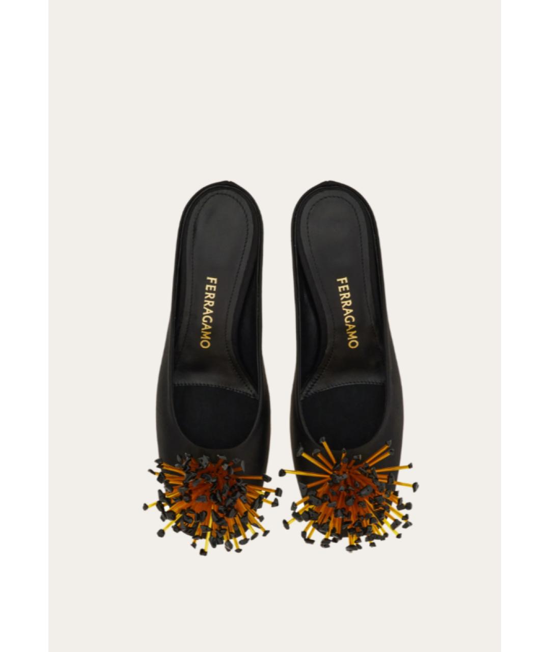 FERRAGAMO Черные текстильные мюли, фото 3