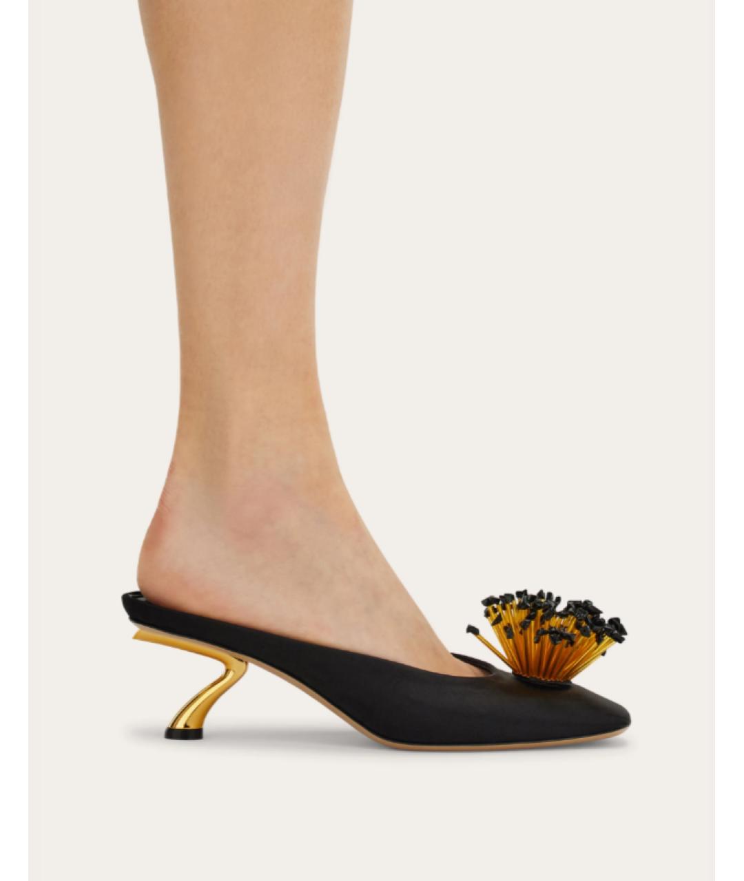 FERRAGAMO Черные текстильные мюли, фото 4