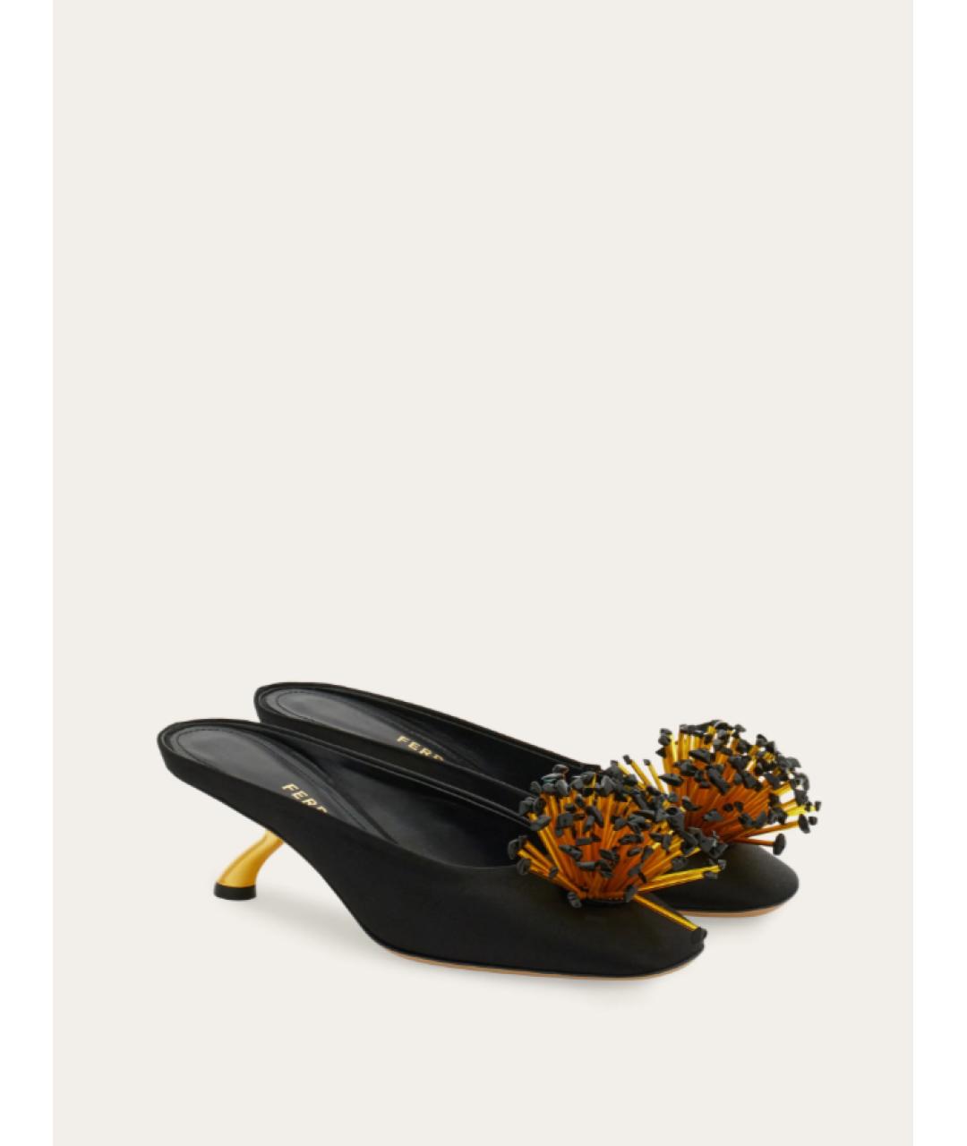 FERRAGAMO Черные текстильные мюли, фото 2