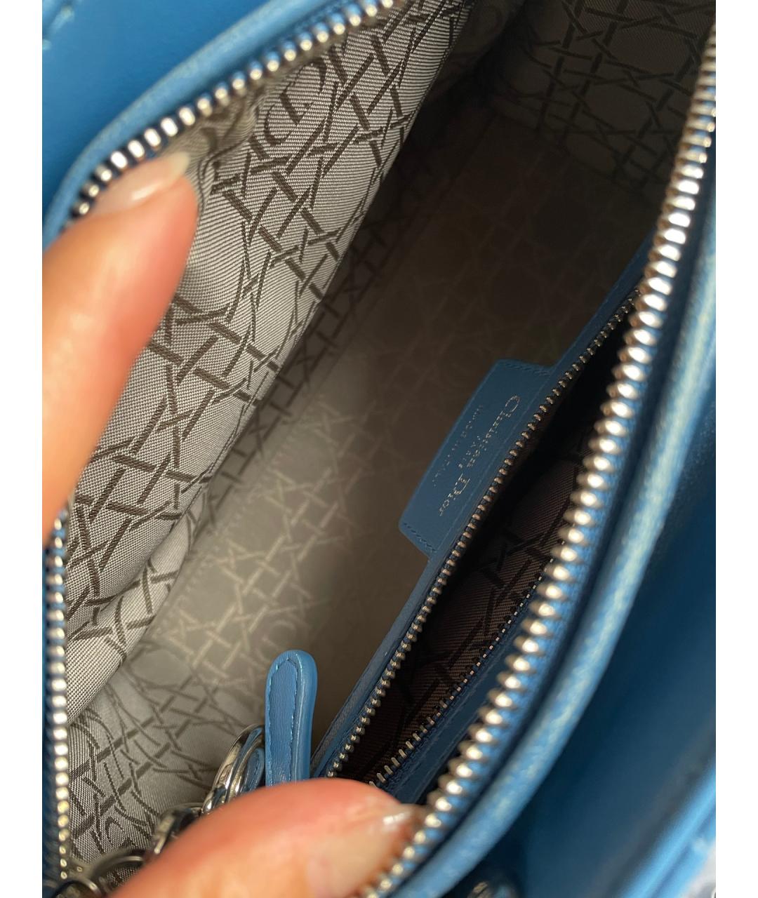 CHRISTIAN DIOR Синяя кожаная сумка с короткими ручками, фото 6