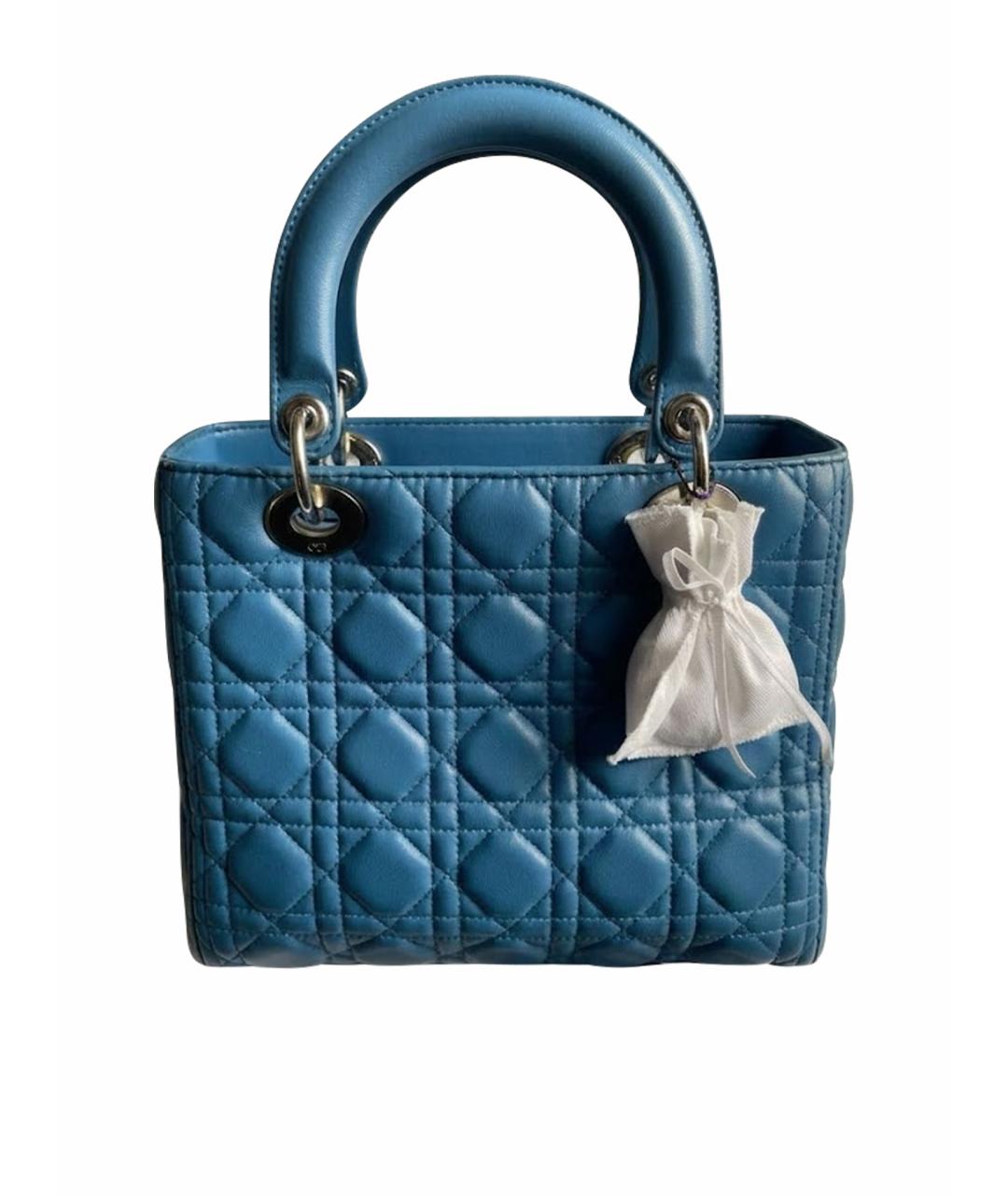 CHRISTIAN DIOR Синяя кожаная сумка с короткими ручками, фото 1