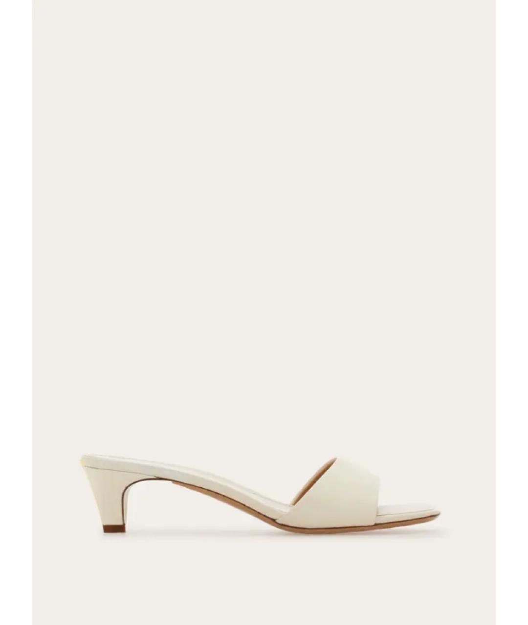 FERRAGAMO Белые кожаные босоножки, фото 5