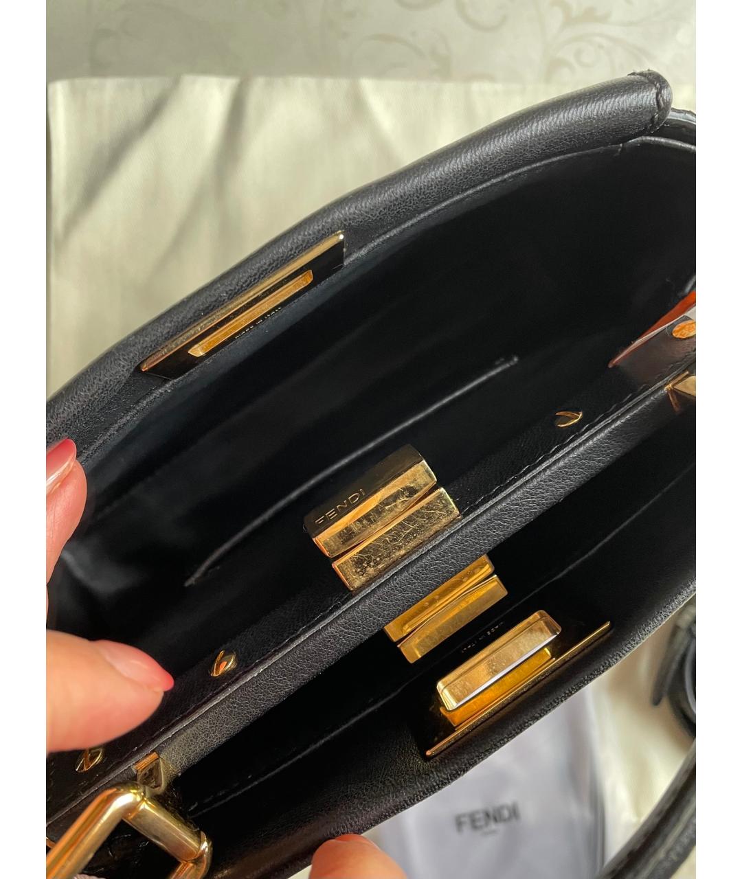 FENDI Черная кожаная сумка тоут, фото 6