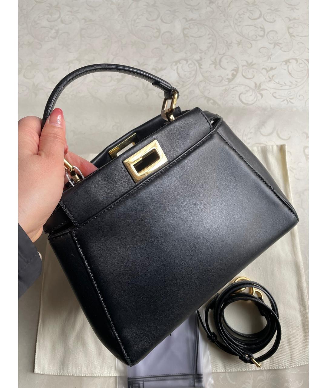 FENDI Черная кожаная сумка тоут, фото 3