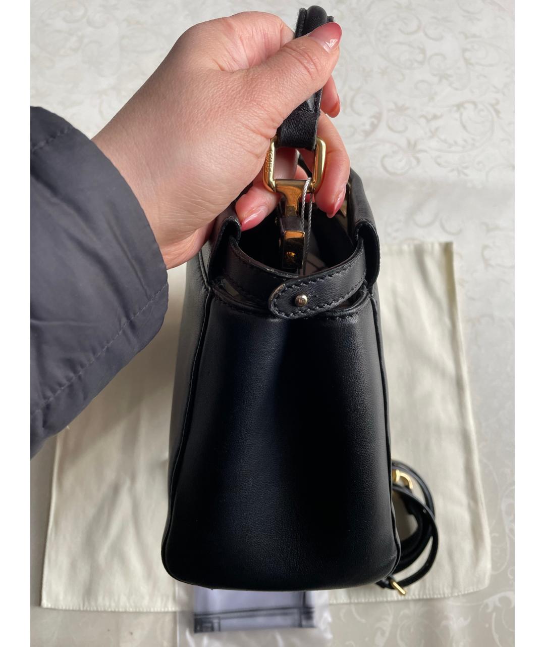 FENDI Черная кожаная сумка тоут, фото 4