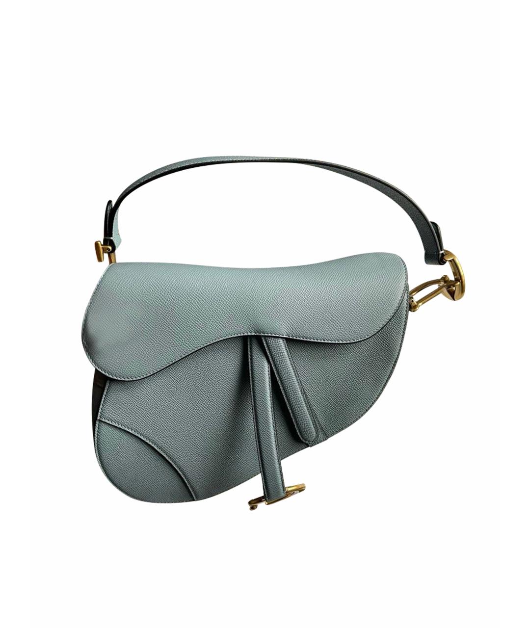 CHRISTIAN DIOR Голубая кожаная сумка с короткими ручками, фото 1