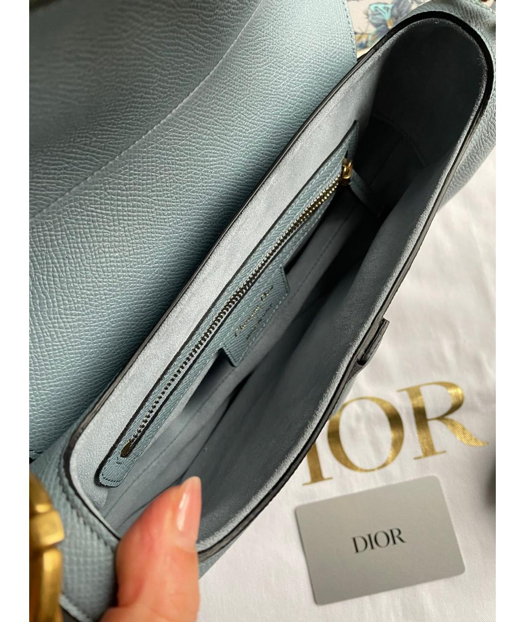 CHRISTIAN DIOR Голубая кожаная сумка с короткими ручками, фото 6