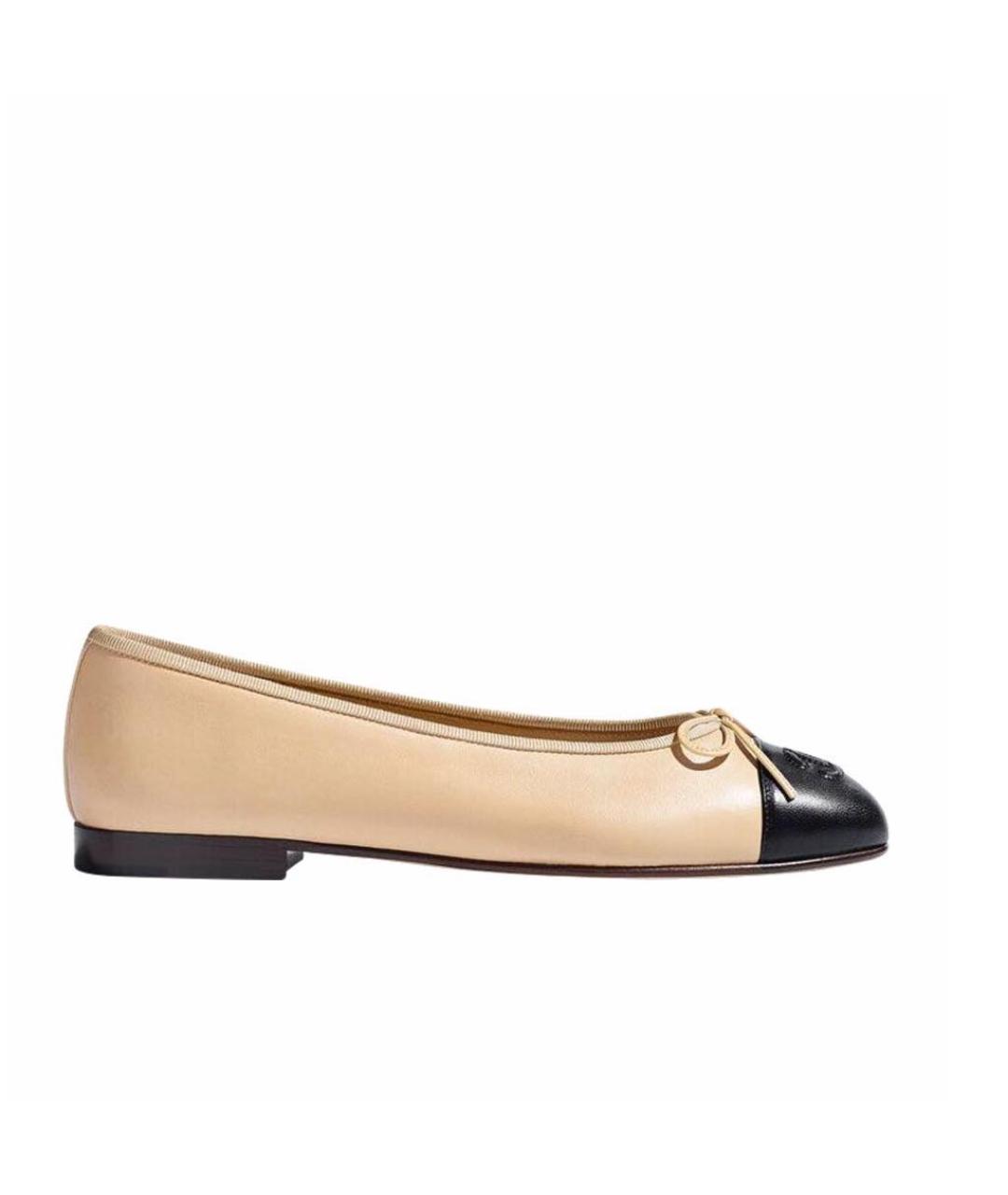 CHANEL Бежевые кожаные балетки, фото 5